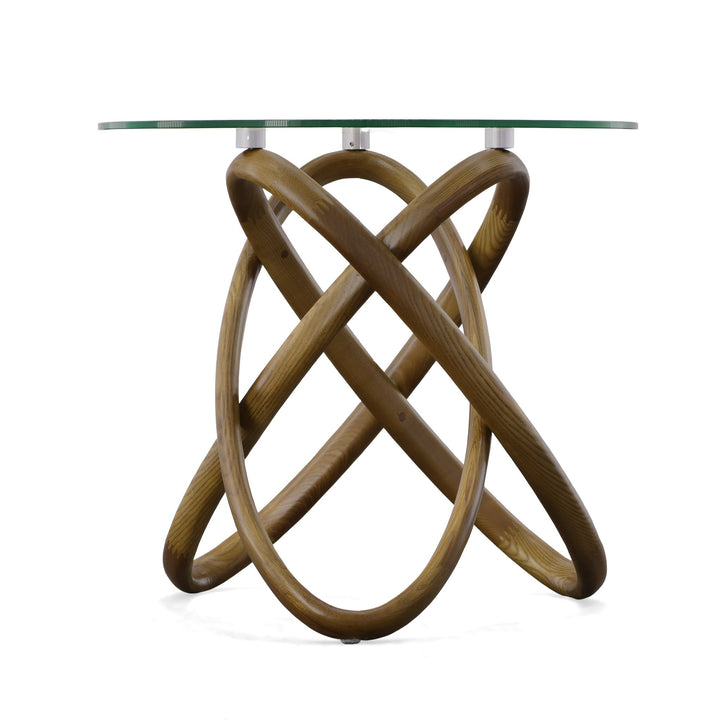 Mason - Modern Glass  Walnut Side Table