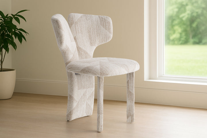 Masuda - Modern Beige Pattern Fabric Dining Chair (Set of 2)