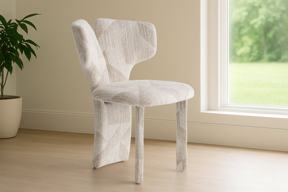 Masuda - Modern Beige Pattern Fabric Dining Chair (Set of 2) - View 2