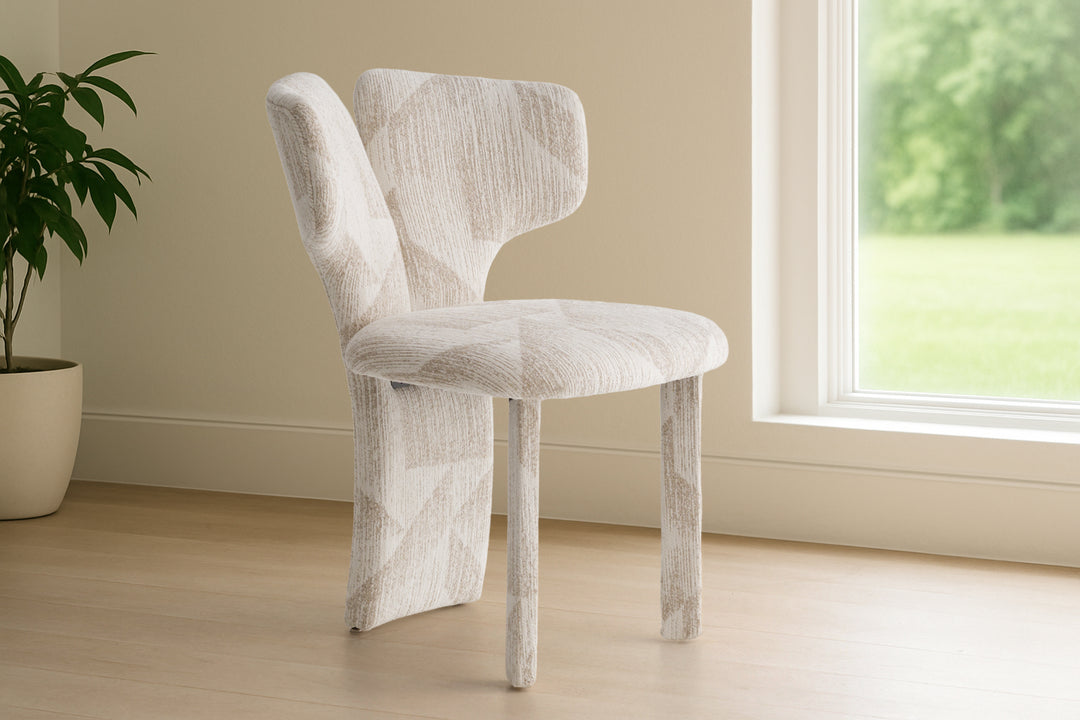 Masuda - Modern Beige Pattern Fabric Dining Chair (Set of 2)