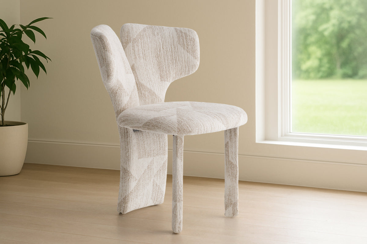 Masuda - Modern Beige Pattern Fabric Dining Chair (Set of 2) - View 2