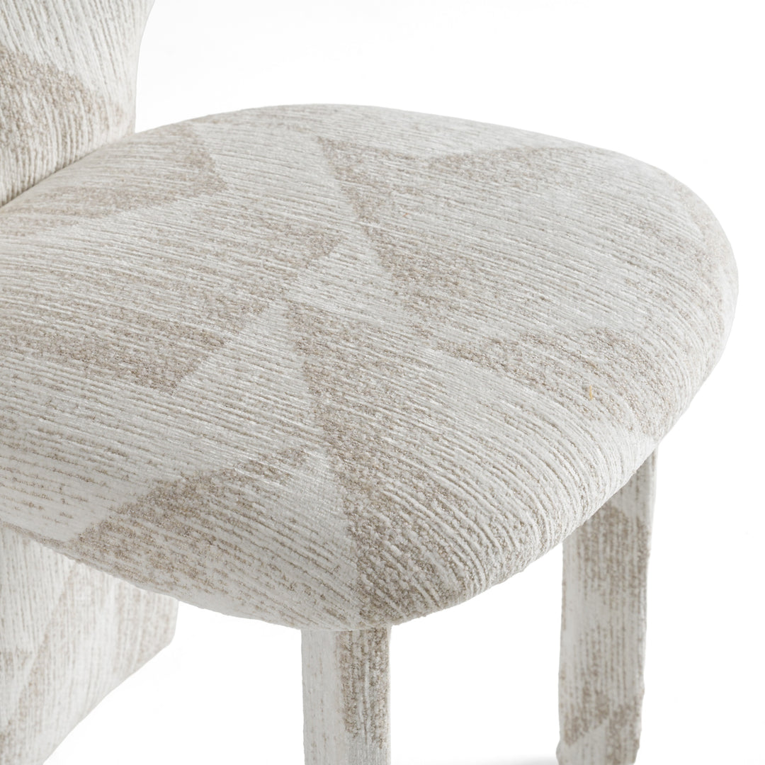 Masuda - Modern Beige Pattern Fabric Dining Chair (Set of 2)