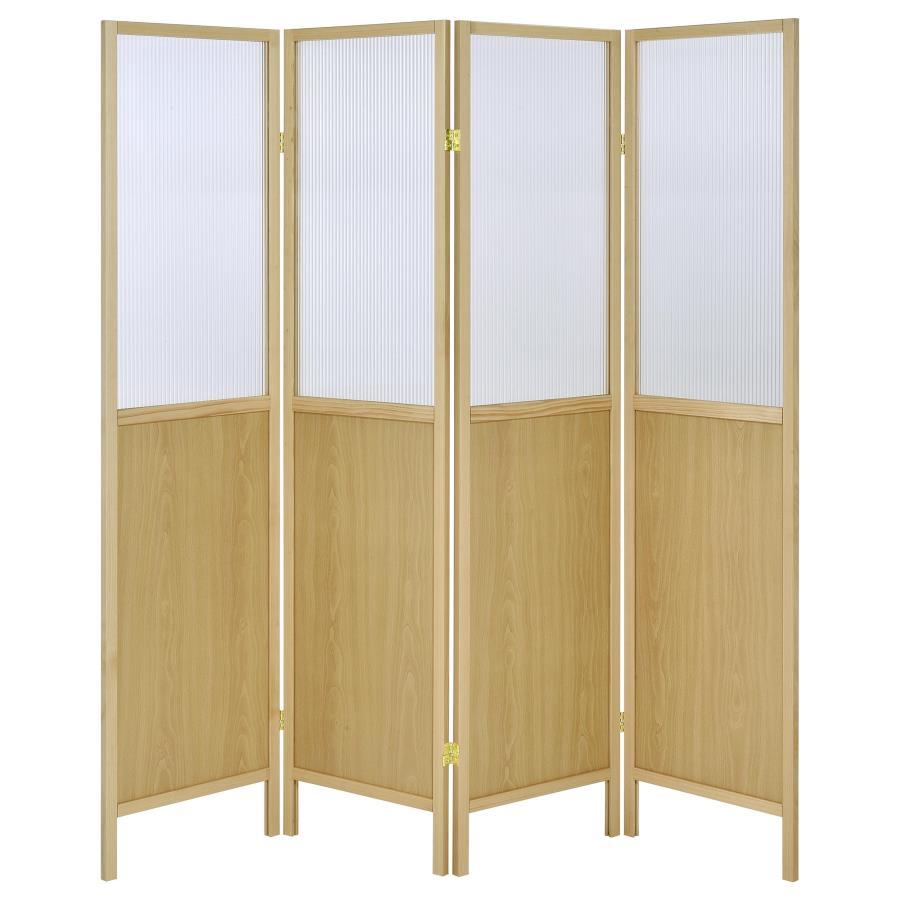 Mattison - 4 - Panel Room Divider Folding Shoji Screen - Natural Room Divider modern furniture Contempo Furniture