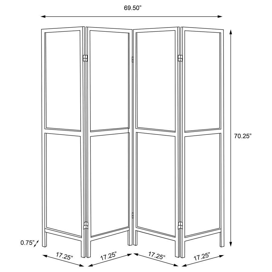 Mattison - 4 - Panel Room Divider Folding Shoji Screen - White Room Divider modern furniture Contempo Furniture