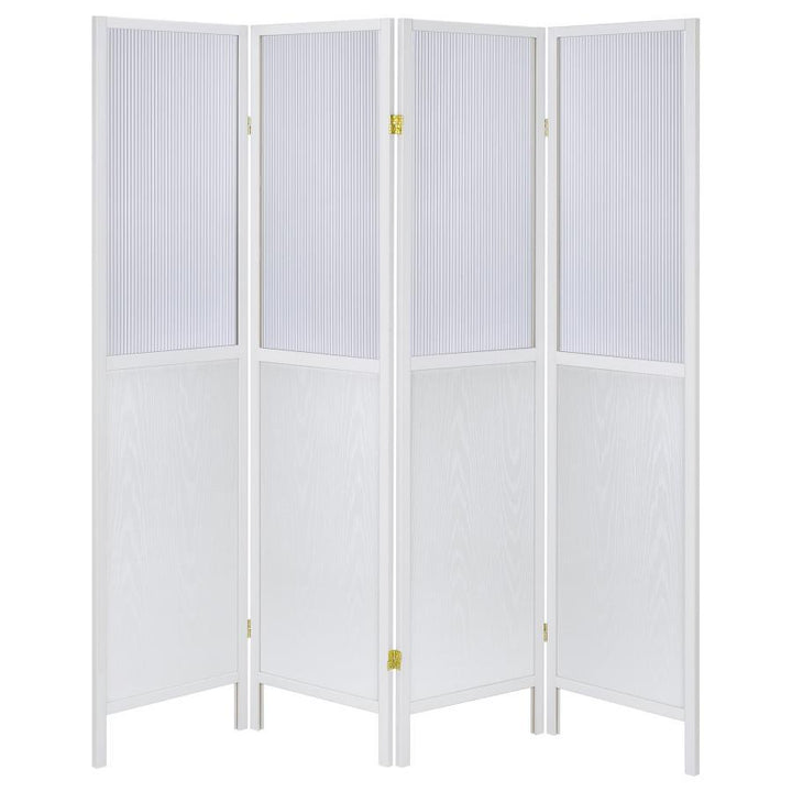 Mattison - 4 - Panel Room Divider Folding Shoji Screen - White Room Divider modern furniture Contempo Furniture