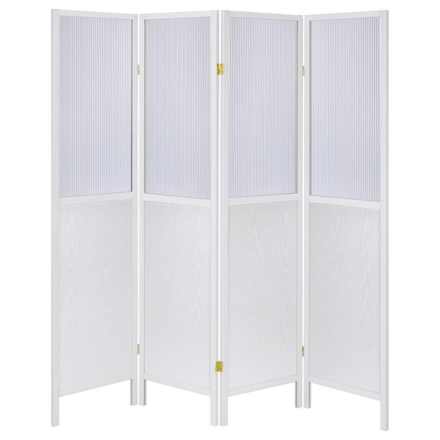 Mattison - 4 - Panel Room Divider Folding Shoji Screen - White Room Divider modern furniture Contempo Furniture
