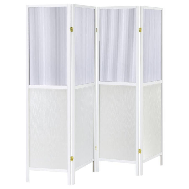 Mattison - 4 - Panel Room Divider Folding Shoji Screen - White Room Divider modern furniture Contempo Furniture