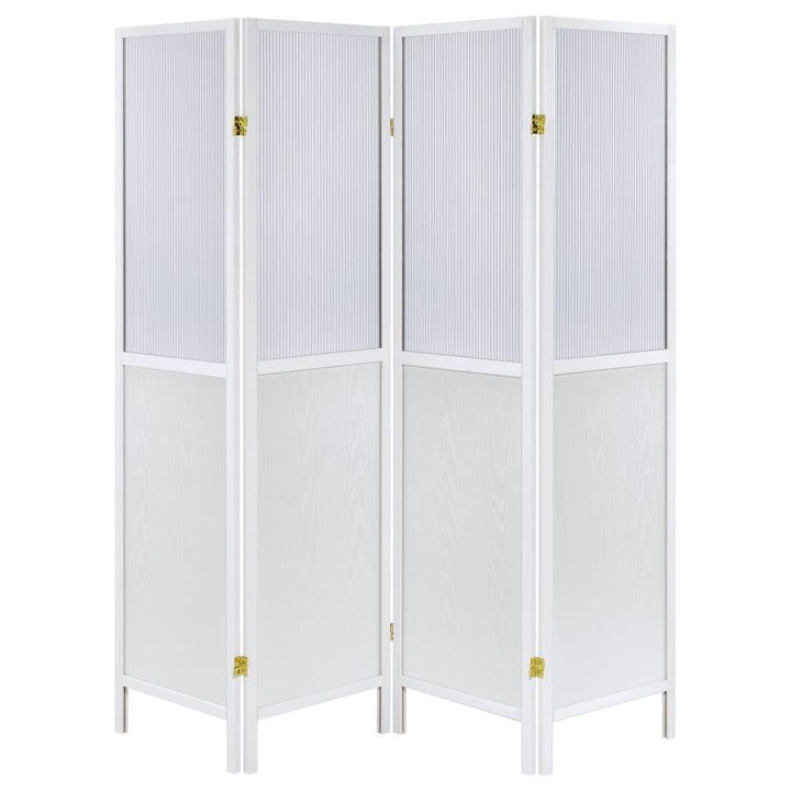 Mattison - 4 - Panel Room Divider Folding Shoji Screen - White Room Divider modern furniture Contempo Furniture