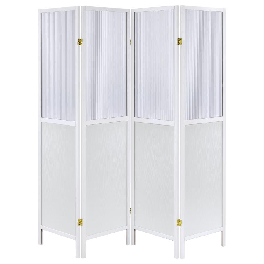 Mattison - 4 - Panel Room Divider Folding Shoji Screen - White Room Divider modern furniture Contempo Furniture