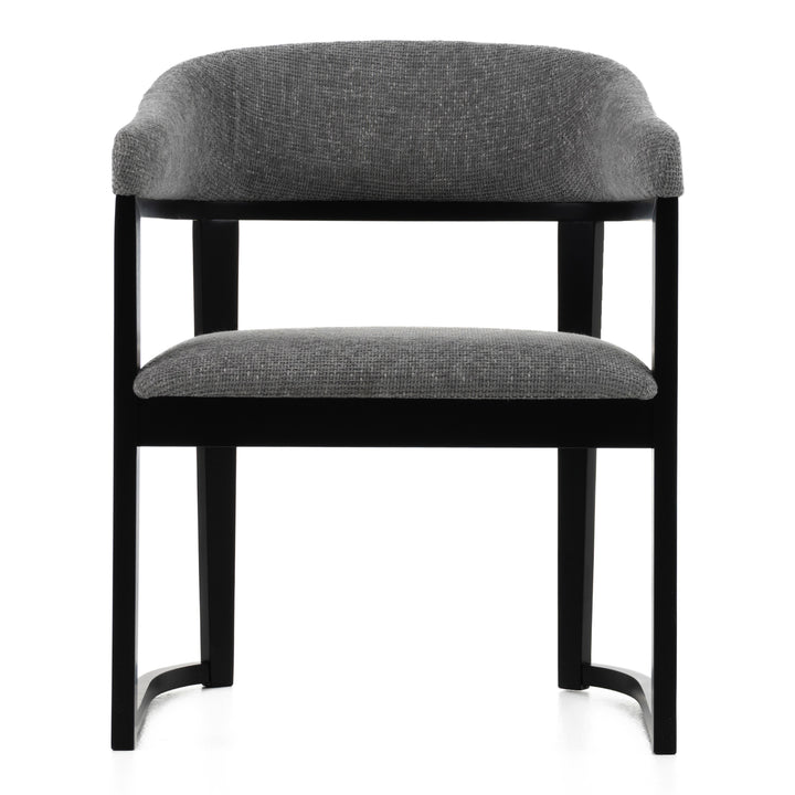 Maury - Modern Grey Fabric + Black Dining Chair