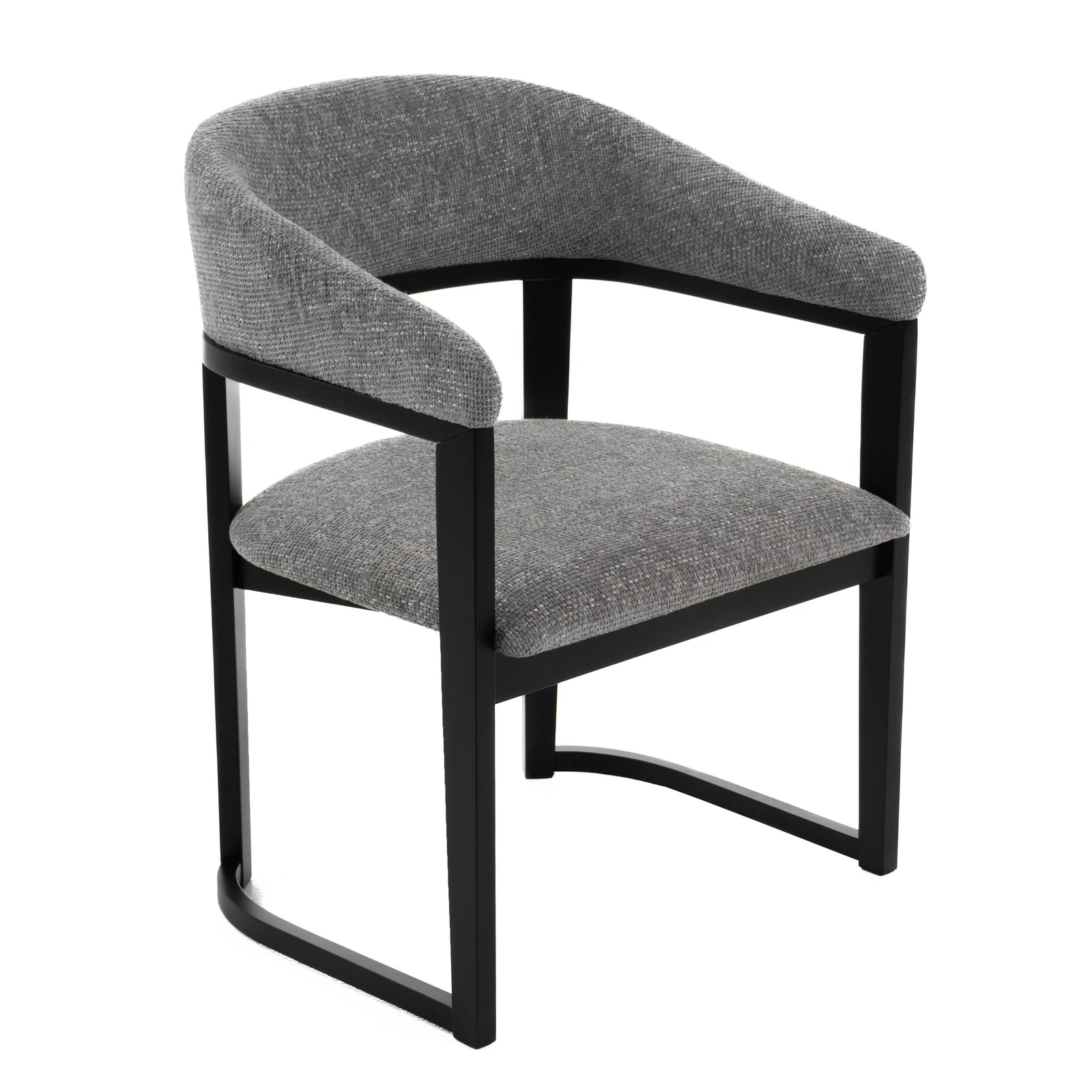 Maury - Modern Grey Fabric  Black Dining Chair