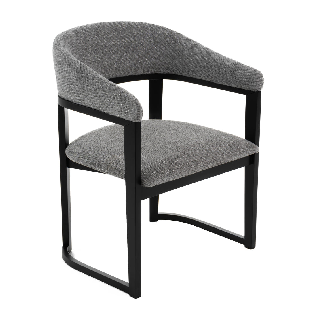 Maury  Modern Grey Fabric + Black Dining Chair