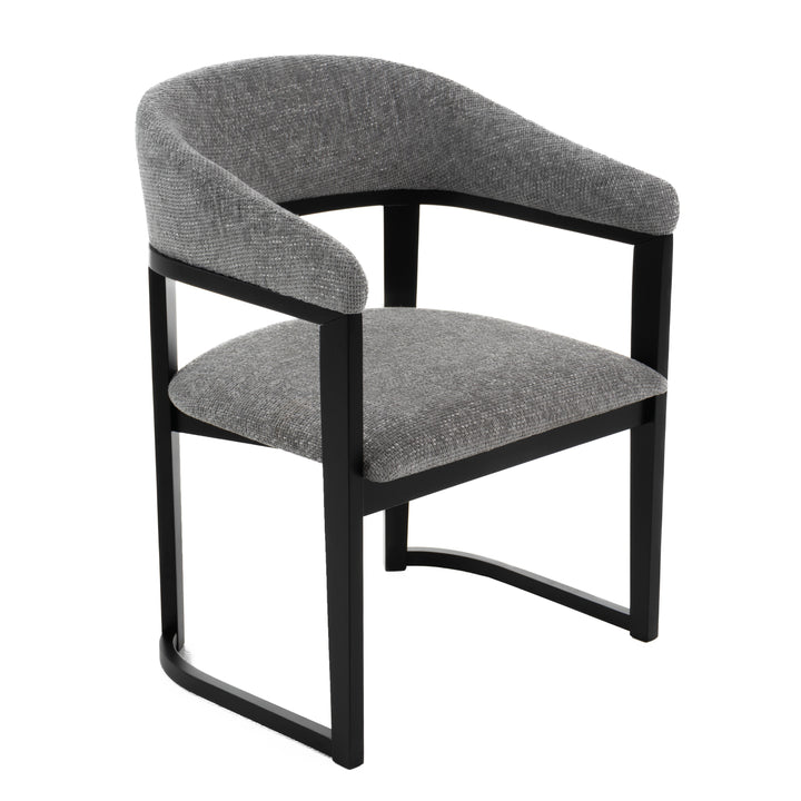 Maury  Modern Grey Fabric + Black Dining Chair