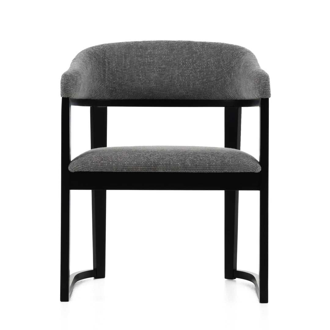 Maury  Modern Grey Fabric + Black Dining Chair