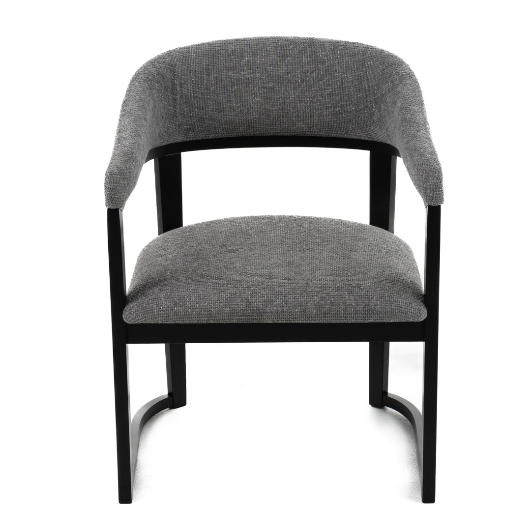Maury  Modern Grey Fabric + Black Dining Chair