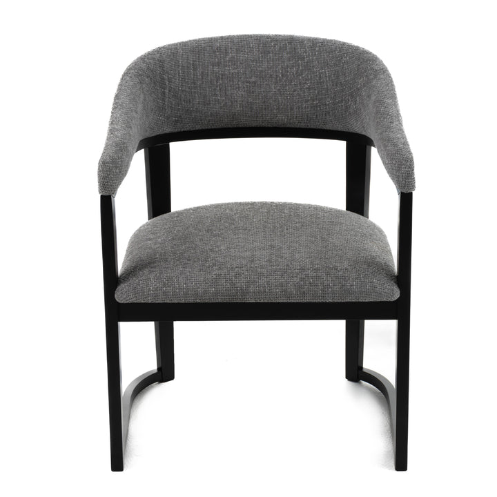 Maury  Modern Grey Fabric + Black Dining Chair