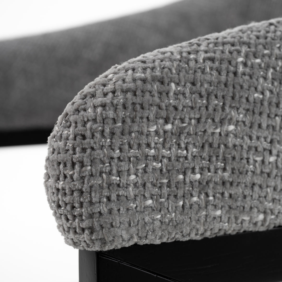 Maury  Modern Grey Fabric + Black Dining Chair