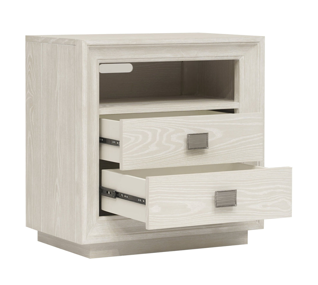 Maxime Two Drawer USB - Charging Nightstand in Ash Nightstand modern furniture Contempo Furniture