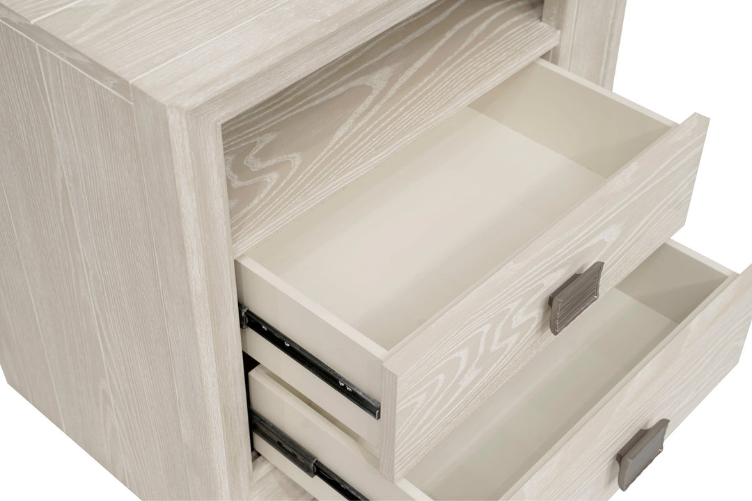 Maxime Two Drawer USB - Charging Nightstand in Ash Nightstand modern furniture Contempo Furniture