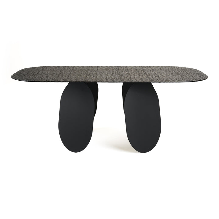 Maxine - Modern Hammered Grey Glass Rectangular Dining Table