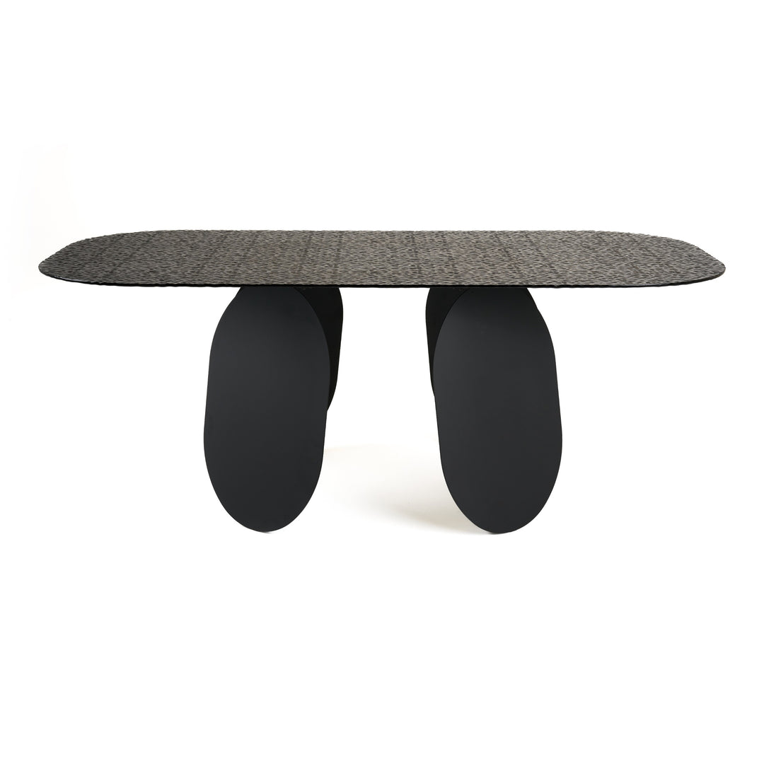 Maxine - Modern Hammered Grey Glass Rectangular Dining Table