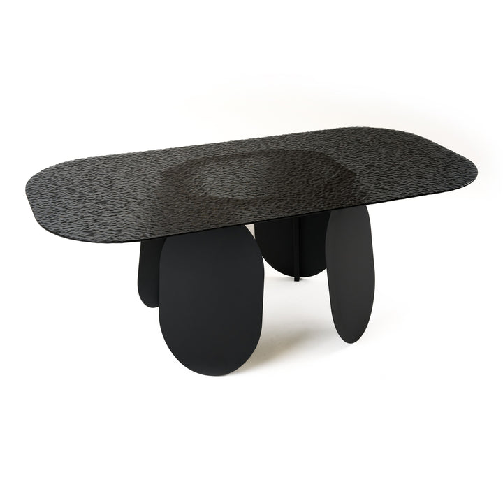 Maxine - Modern Hammered Grey Glass Rectangular Dining Table