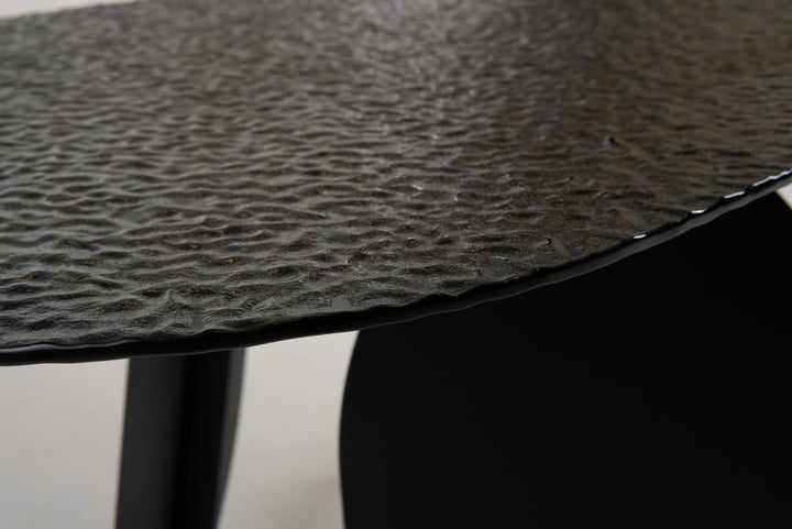 Maxine  Modern Hammered Grey Glass Rectangular Dining Table