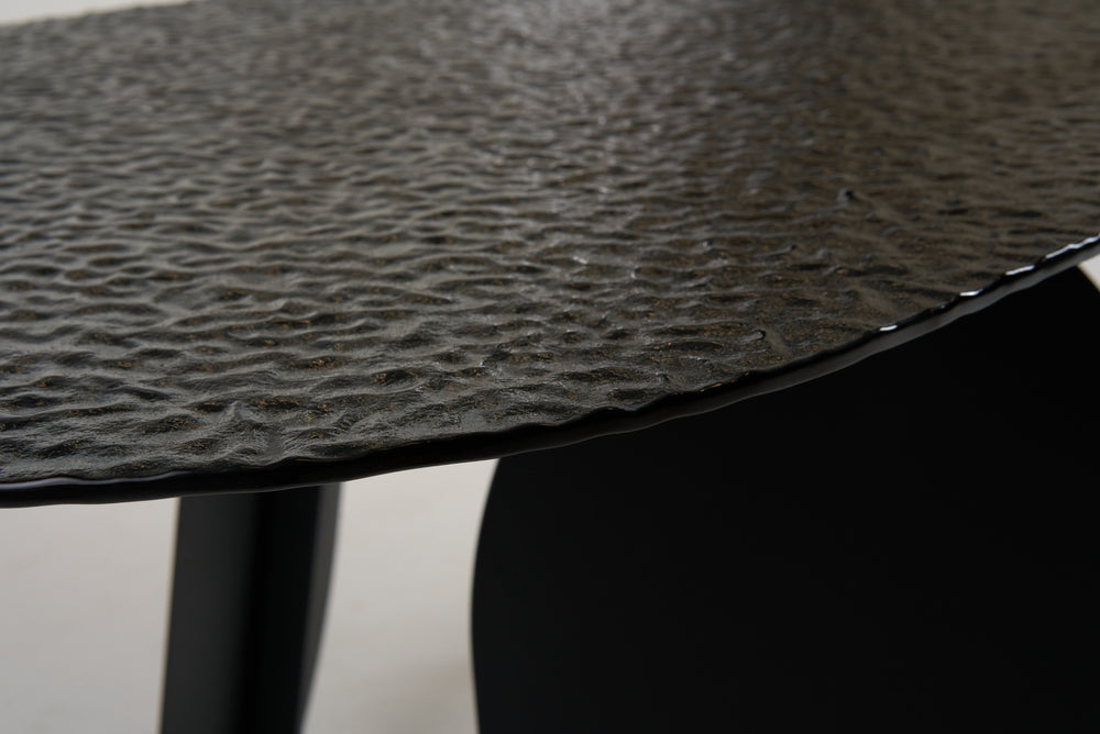 Maxine - Modern Hammered Grey Glass Rectangular Dining Table - View 6