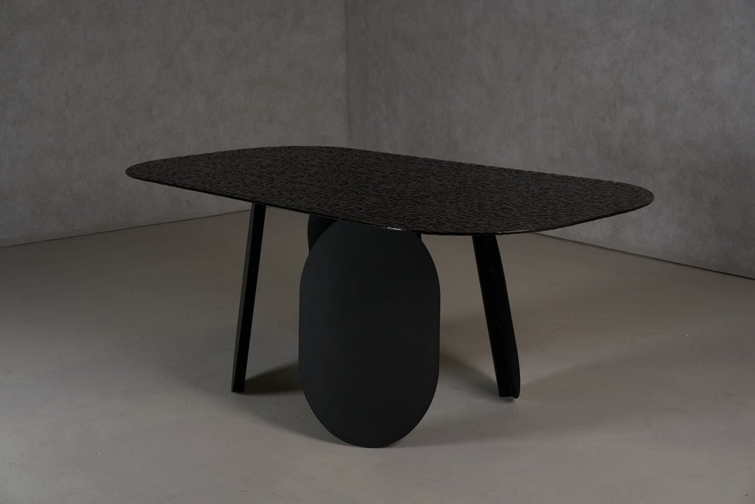 Maxine - Modern Hammered Grey Glass Rectangular Dining Table