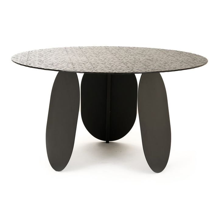 Maxine - Modern Hammered Grey Glass Round Dining Table