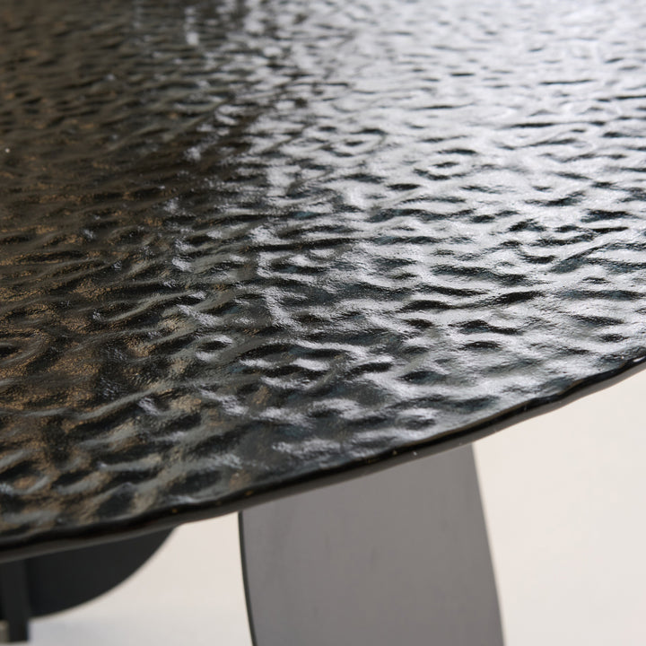 Maxine - Modern Hammered Grey Glass Round Dining Table
