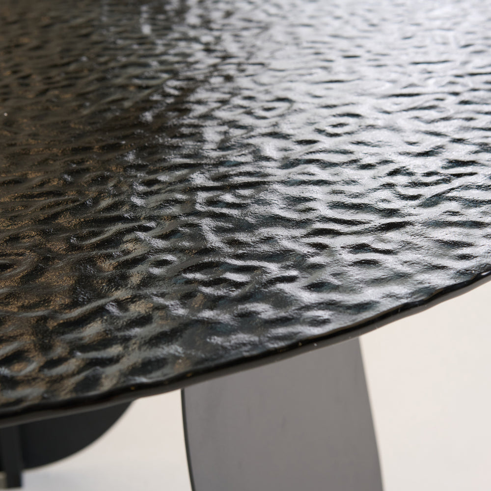 Maxine - Modern Hammered Grey Glass Round Dining Table - View 8