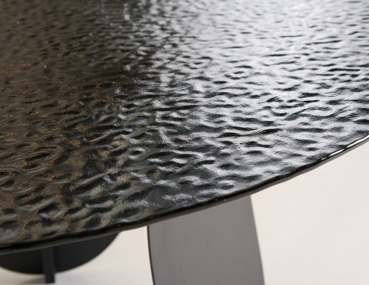 Maxine - Modern Hammered Grey Glass Round Dining Table