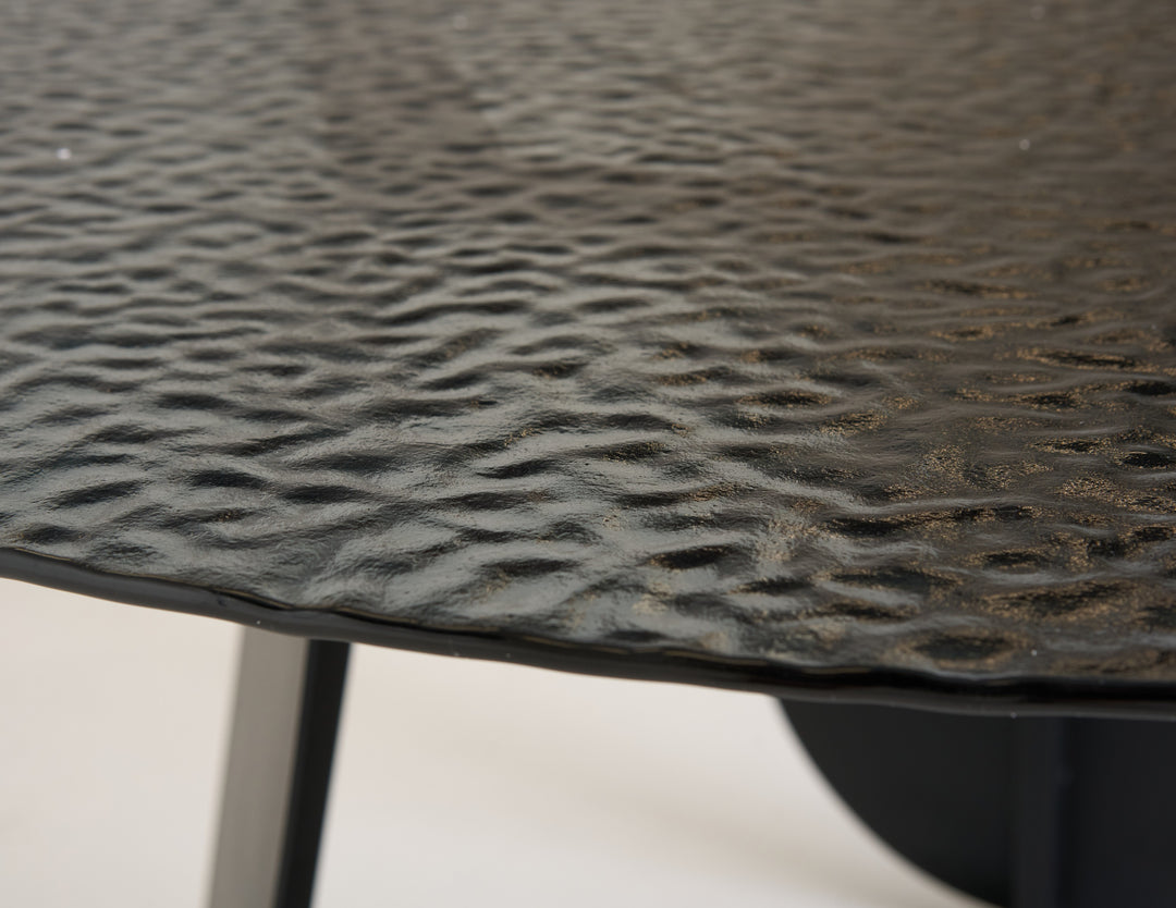 Maxine - Modern Hammered Grey Glass Round Dining Table