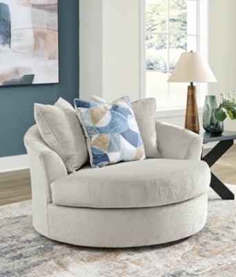 Maxon Place Oversized Swivel Accent Chair - Beige Swivel Chair modern furniture Contempo Furniture
