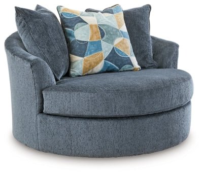 Maxon Place Oversized Swivel Accent Chair - Blue Swivel Chair modern furniture Contempo Furniture
