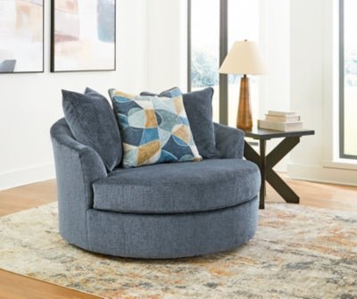 Maxon Place Oversized Swivel Accent Chair - Blue Swivel Chair modern furniture Contempo Furniture