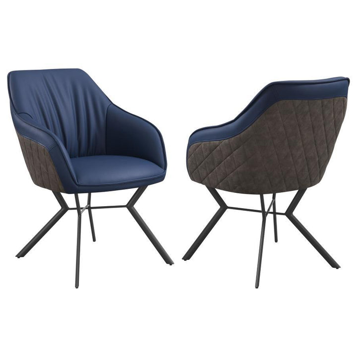 Mayer - Upholstered Dining Arm Chair (Set of 2) - Blue Chair Set modern furniture Contempo Furniture