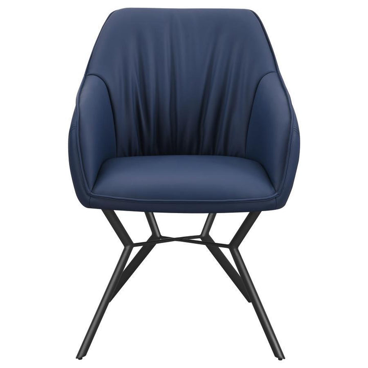 Mayer - Upholstered Dining Arm Chair (Set of 2) - Blue Chair Set modern furniture Contempo Furniture