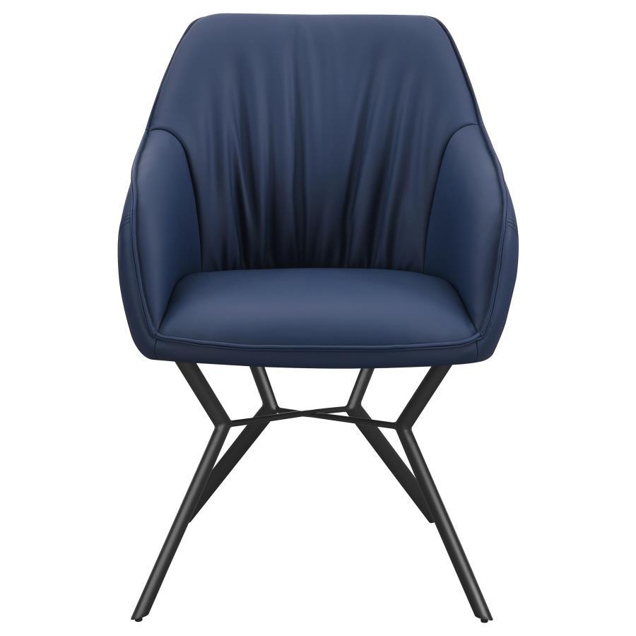 Mayer - Upholstered Dining Arm Chair (Set of 2) - Blue Chair Set modern furniture Contempo Furniture