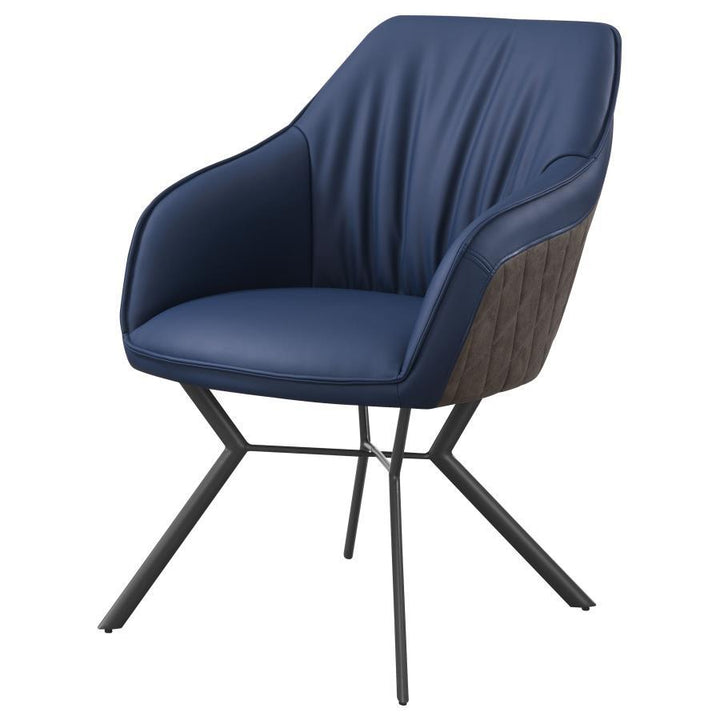 Mayer - Upholstered Dining Arm Chair (Set of 2) - Blue Chair Set modern furniture Contempo Furniture