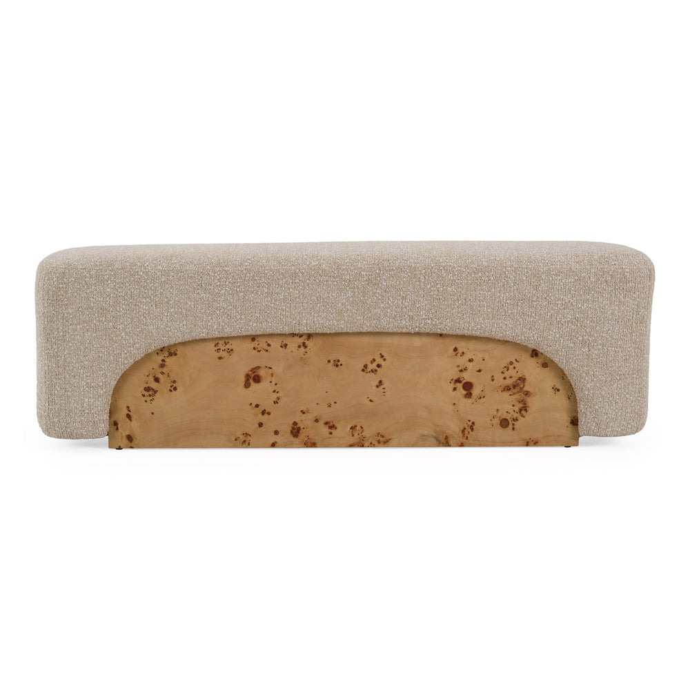 Mayfair - Contemporary Beige Fabric + Burl Bench Ottoman - View 6