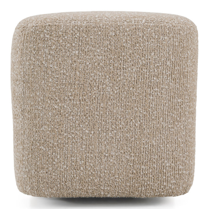 Mayfair - Contemporary Beige Fabric + Burl Bench Ottoman