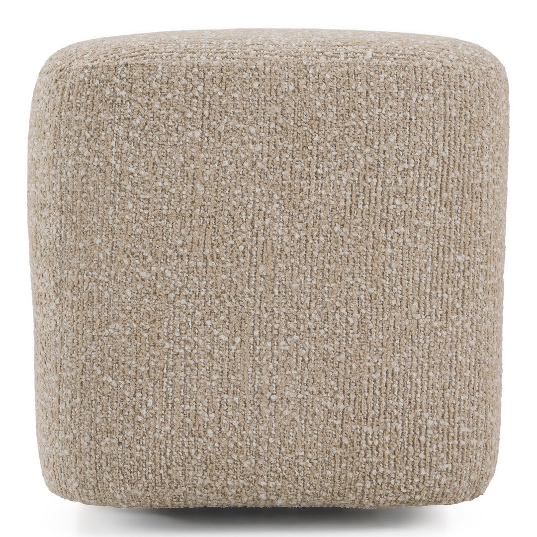 Mayfair - Contemporary Beige Fabric + Burl Bench Ottoman