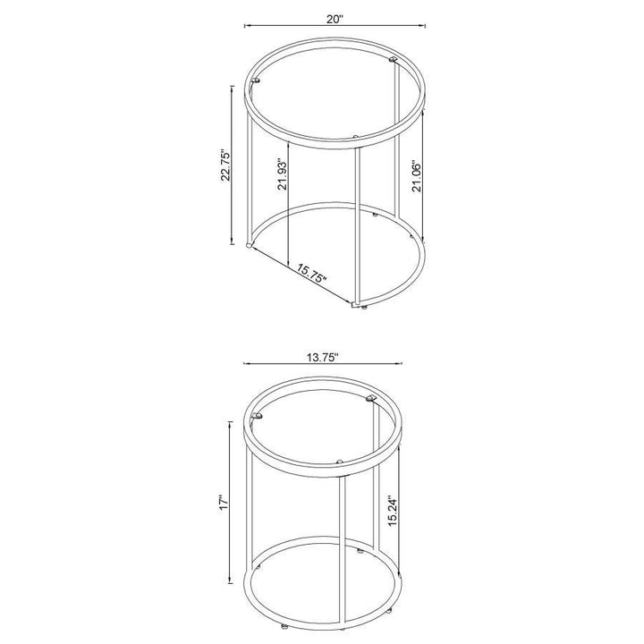 Maylin - 2 Piece Round Glass Top Nesting Table Set - Gold Nesting Table modern furniture Contempo Furniture