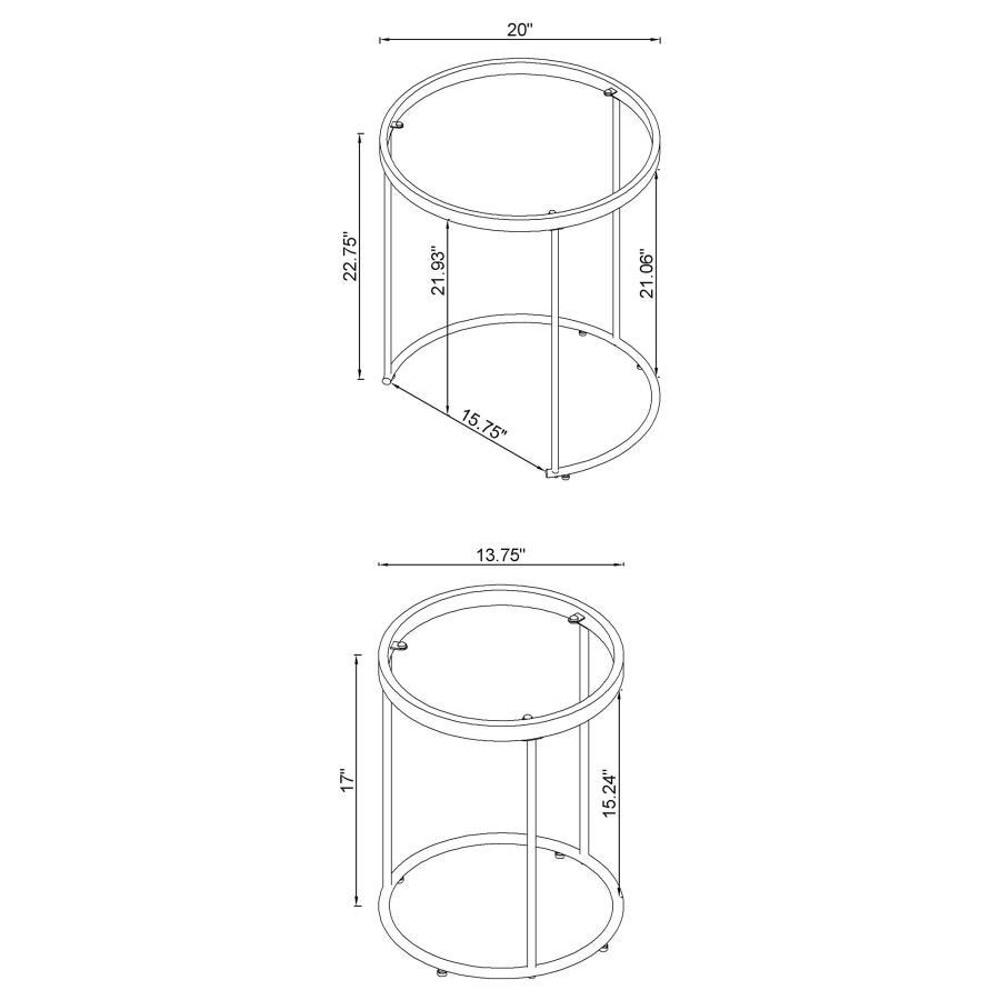 Maylin - 2 Piece Round Glass Top Nesting Table Set - Gold Nesting Table modern furniture Contempo Furniture
