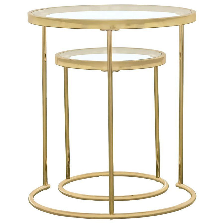 Maylin - 2 Piece Round Glass Top Nesting Table Set - Gold Nesting Table modern furniture Contempo Furniture