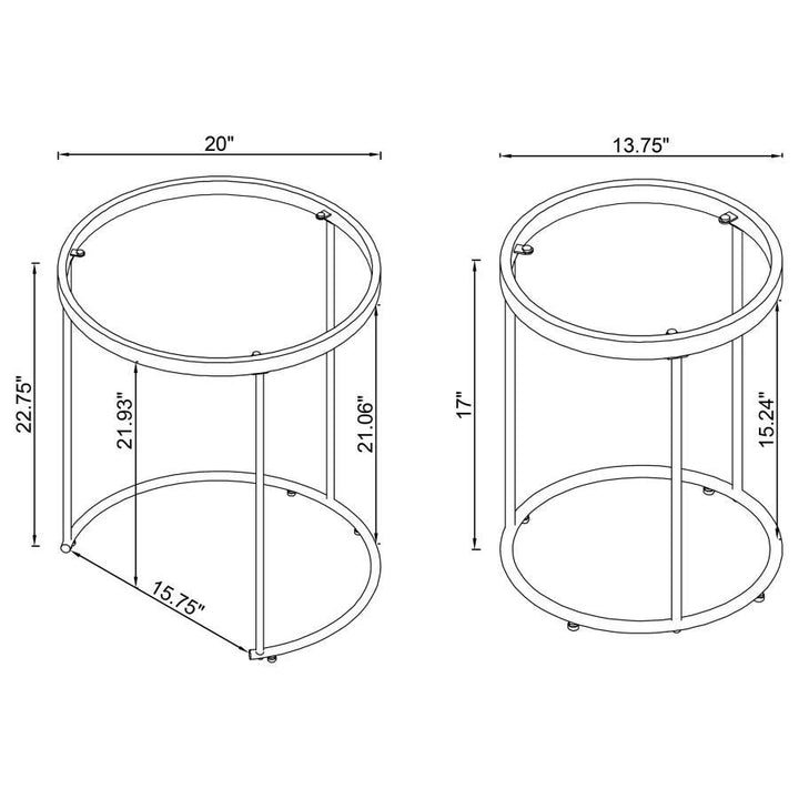 Maylin - 2 Piece Round Glass Top Nesting Table Set - Gold Nesting Table modern furniture Contempo Furniture