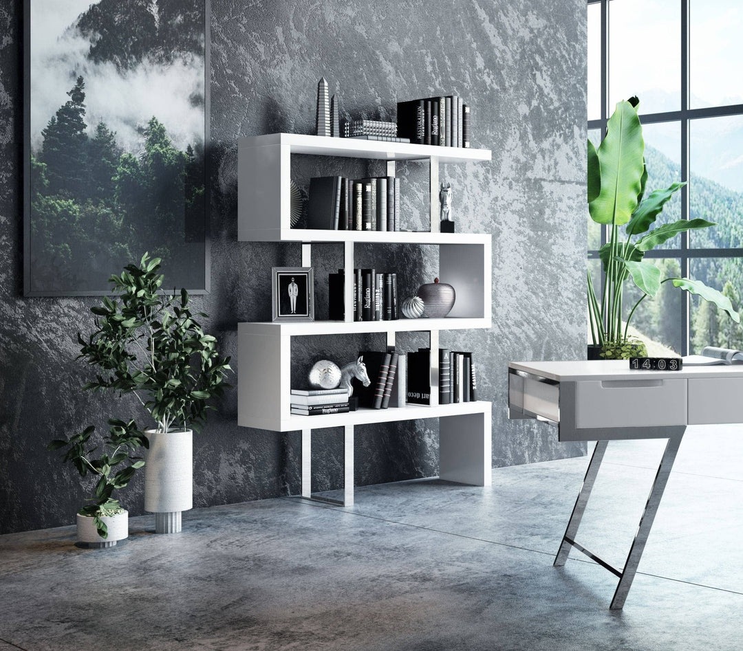 Maze Modern White High Gloss Bookcase