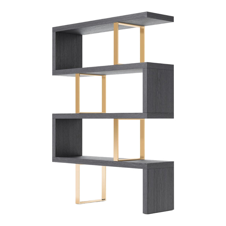 Maze - Elm Grey &amp; Gold Bookcase